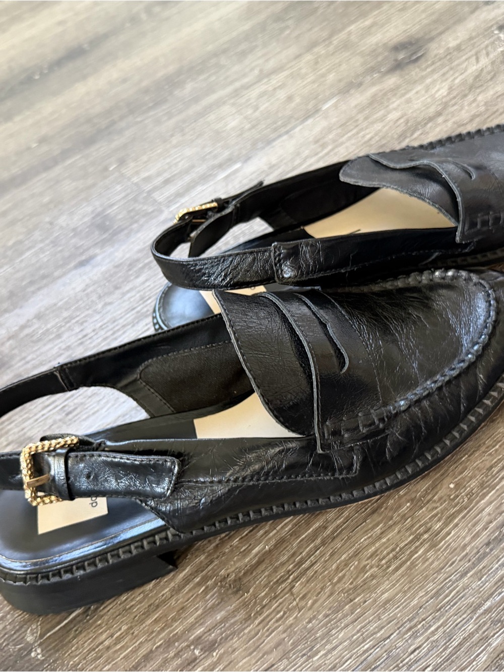 Black Leather Slingback Loafer - Women's Classic Penny Loafers